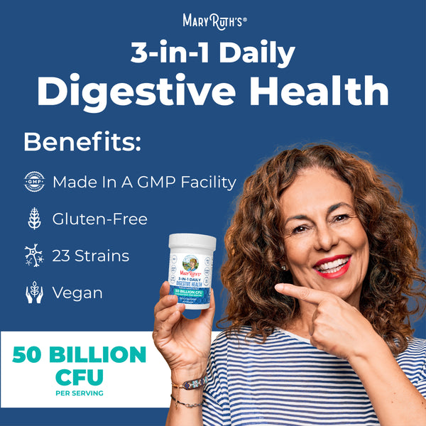 MaryRuth 3-in-1 Daily Digestive Health Capsules with Probiotics Unflavored Pre, Pro & Postbiotic Advertisement
