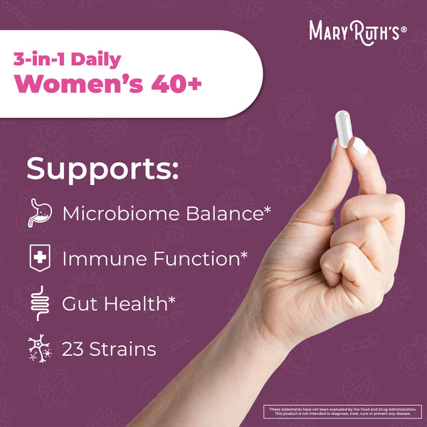 MaryRuth 3-in-1 Women's 40+ Daily Capsule & Gut Health Probiotics Unflavored to support menopause, estrogen balance, gut health, mood, focus, and immune function Advertisement