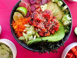 Banner image of article on Watermelon Poke Recipe by Chef Bai