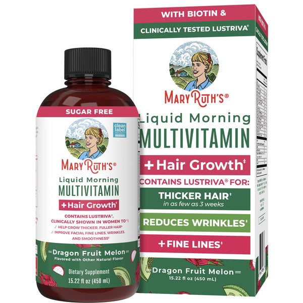 Liquid Morning Multivitamin + Hair Growth (Dragon Fruit Melon) 15.22oz
