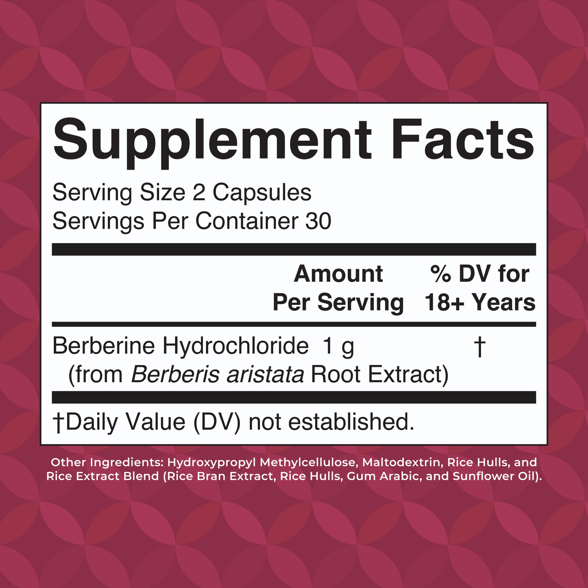 Berberine Capsules Supplement Facts
