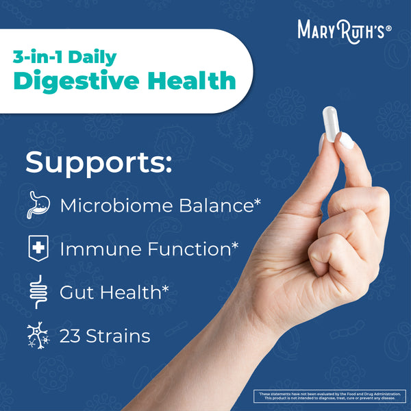 MaryRuth 3-in-1 Daily Digestive Health Capsules with Probiotics Unflavored Pre, Pro & Postbiotic Advertisement