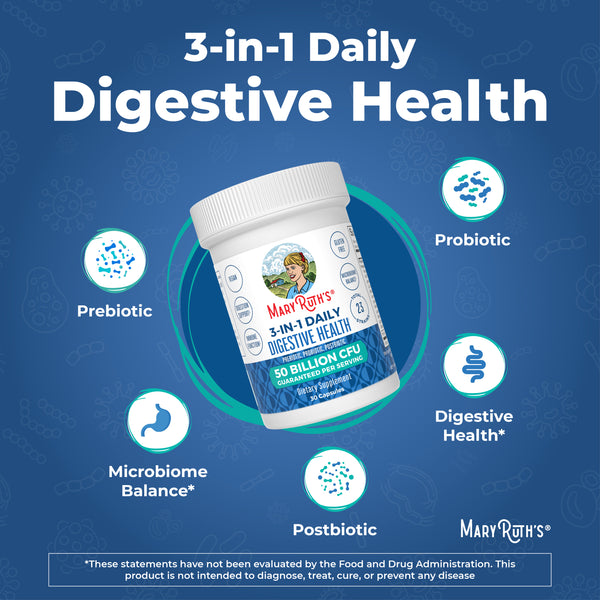 MaryRuth 3-in-1 Daily Digestive Health Capsules with Probiotics Unflavored Pre, Pro & Postbiotic Advertisement