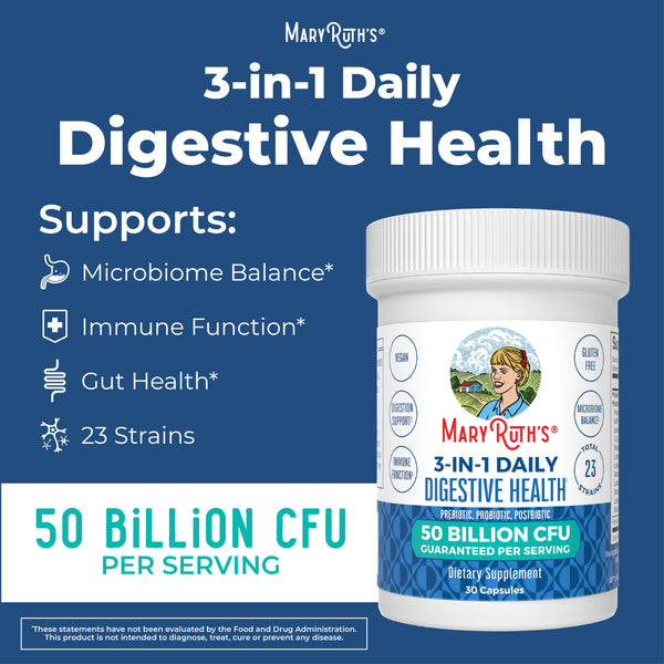 MaryRuth 3-in-1 Daily Digestive Health Capsules with Probiotics Unflavored Pre, Pro & Postbiotic Advertisement