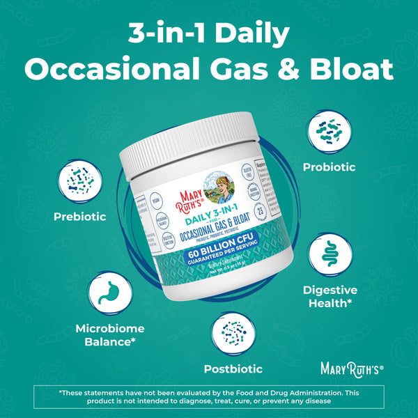 MaryRuth 3-in-1 Gas & Bloat Powder With Probiotics For Digestion Unflavored Pre, Pro & Postbiotic & Microbiome Balance  Advertisement