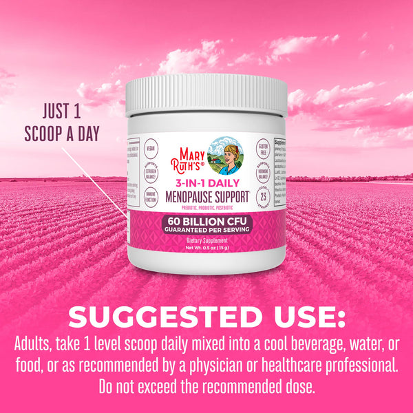MaryRuth 3-in-1 Menopause Support Powder Vitamin Supplement Unflavored  Suggested Use