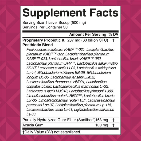 MaryRuth 3-in-1 Vaginal Health Support Powder with Probiotics Unflavored for healthy gut, mood, hormone balance, and immune function Supplement Facts