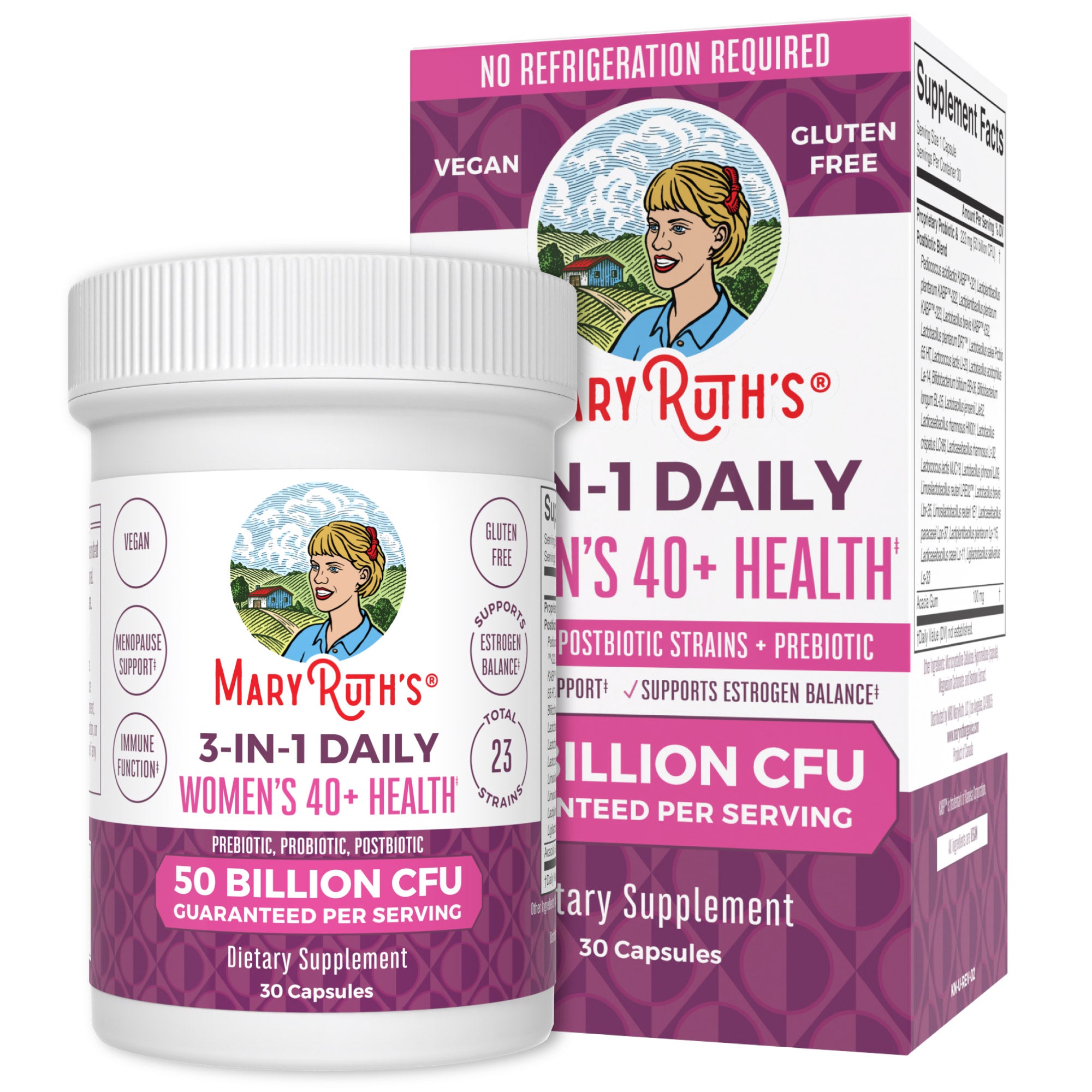 Mary Ruth Daily 3-in-1 Women's 40+ Daily Capsule & Gut Health Probiotics – MaryRuth ...