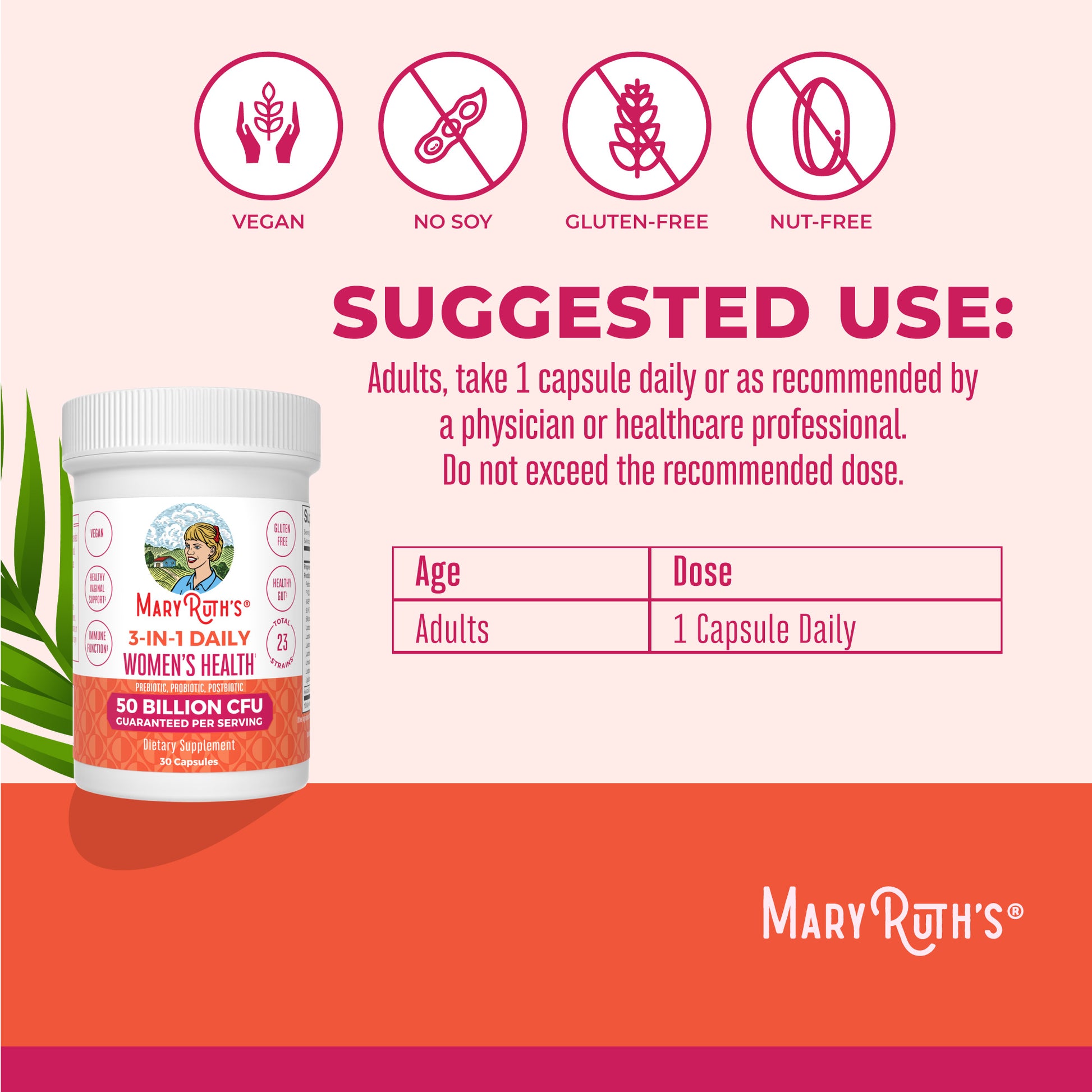 3-in-1 Daily Women's Health Capsules Suggested Use