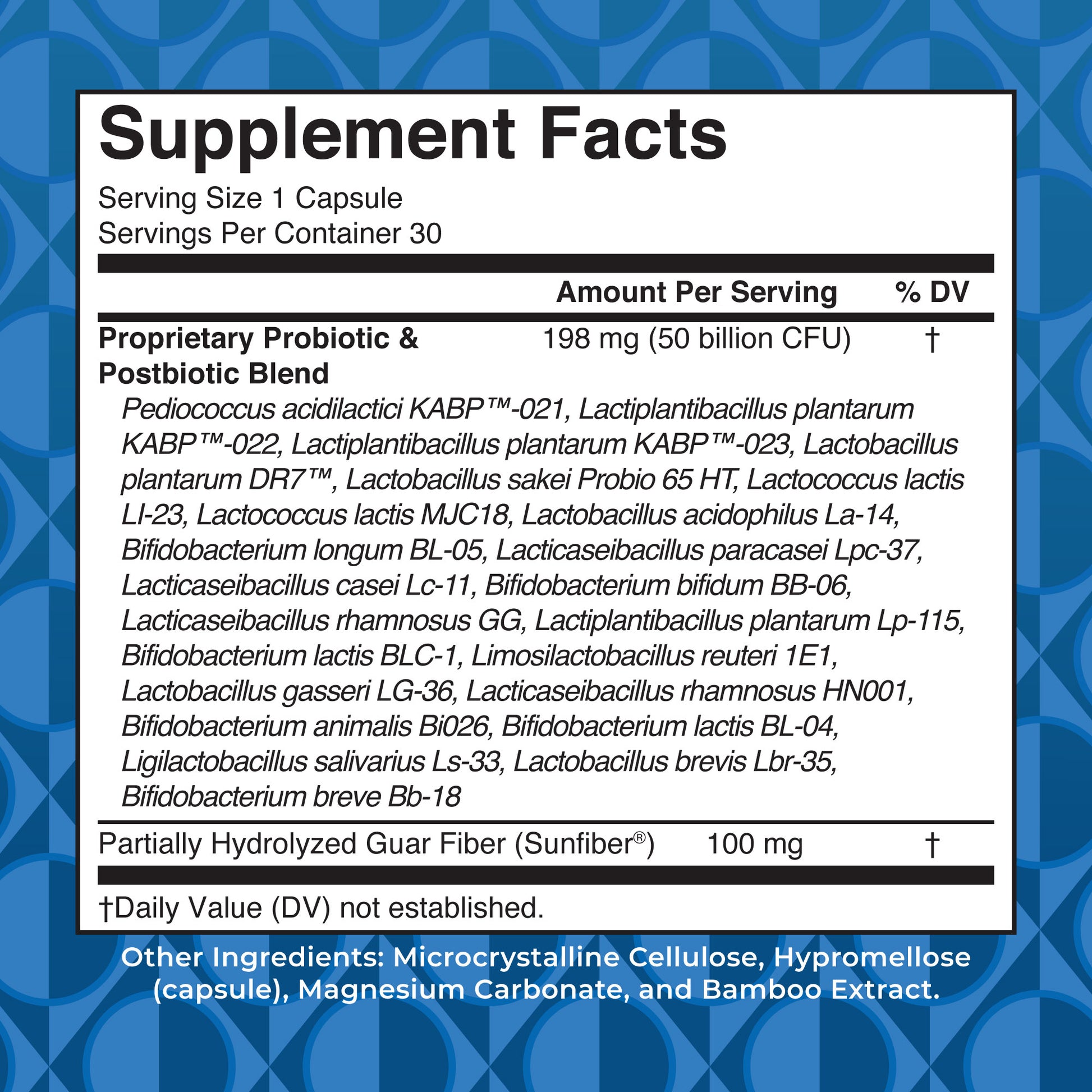 3-in-1 Daily Digestive Health Capsules 30CT Supplement Facts