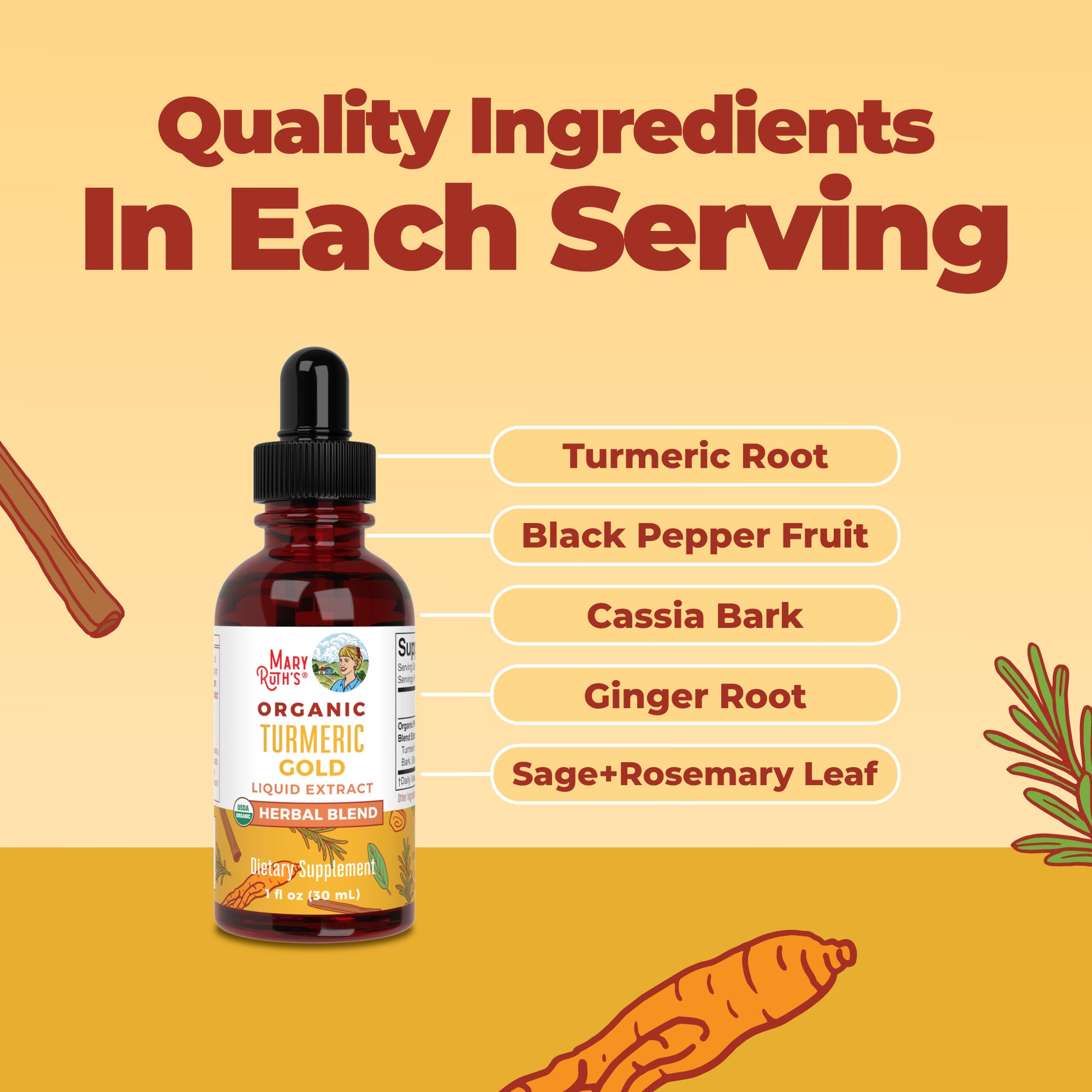 Organic Turmeric Gold Herbal Blend Liquid Drops