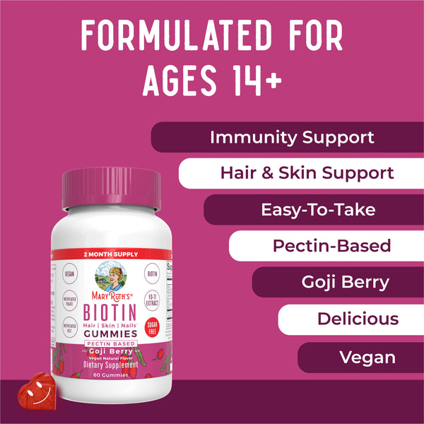 MaryRuth Biotin Gummies For Hair, Skin & Nails Goji Berry Flavor Advertisement