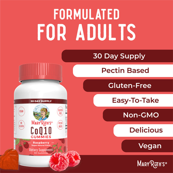MaryRuth Vegan CoQ10 Supplement Gummies For Kids & Adults Raspberry Flavor Advertisement