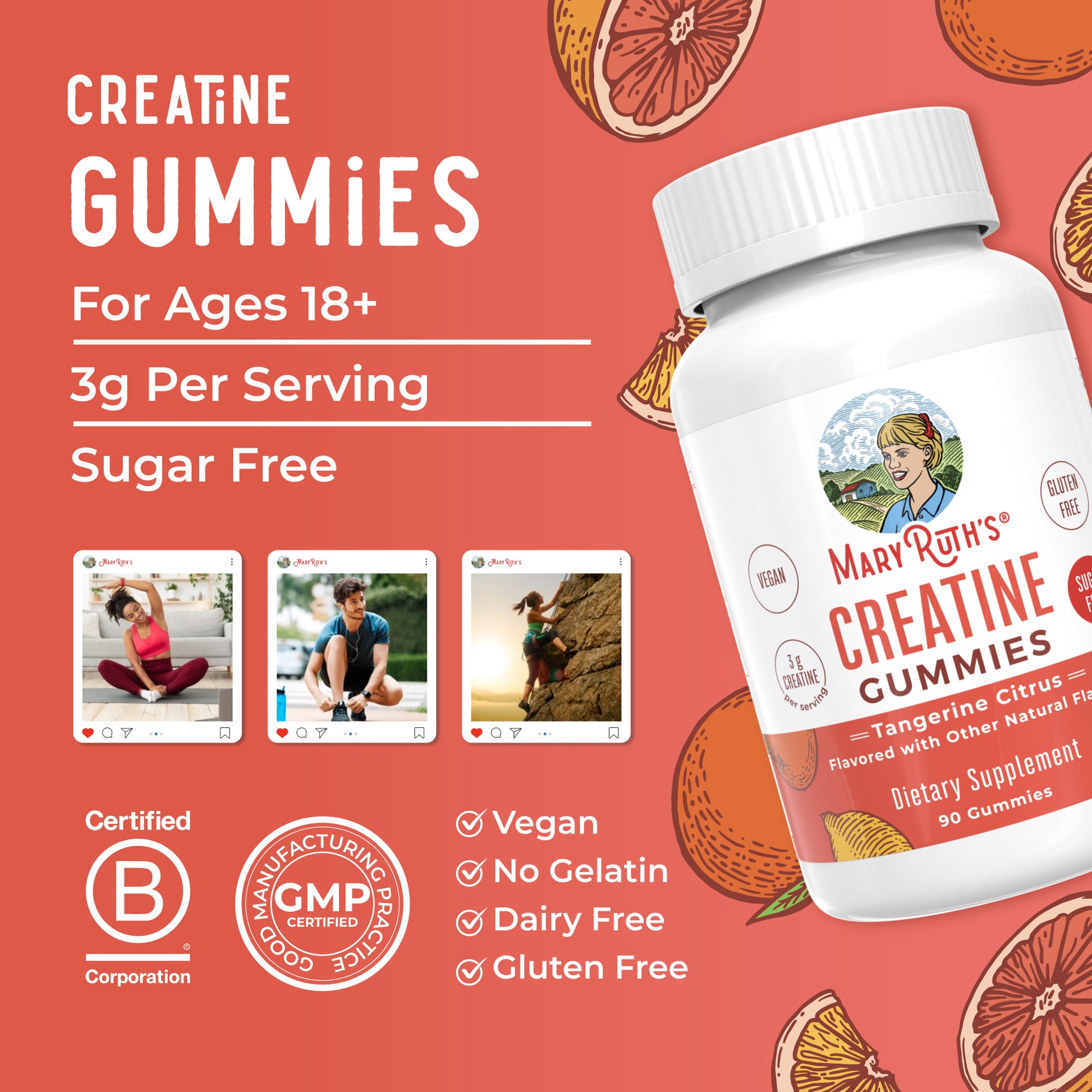 Creatine Gummies 90CT Tangerine Citrus Great Flavor Better Benefits