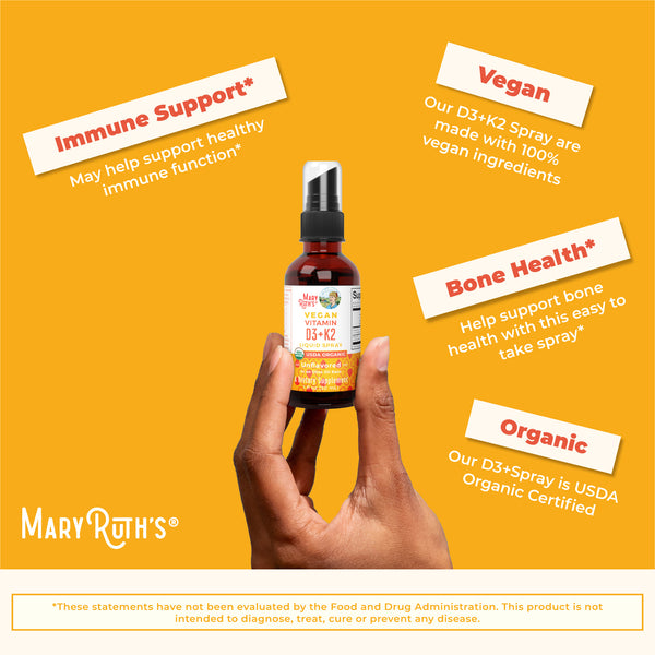 MaryRuth Organic Vegan Liquid Vitamin D3 & K2 Spray For Bone & Heart Health Unflavored Advertisement