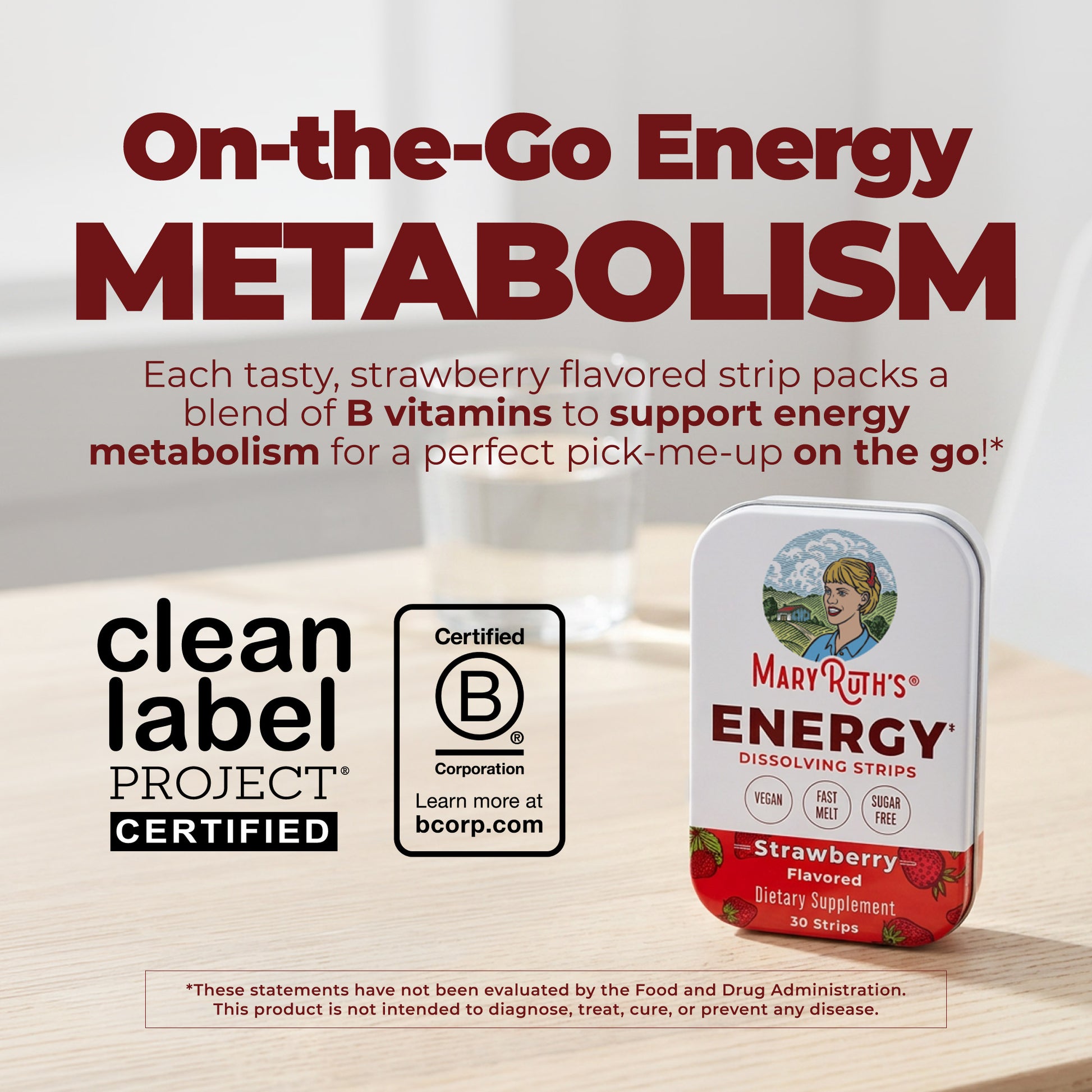 Energy Dissolving Strips 30 Strips Strawberry On the Go energy Metabolism