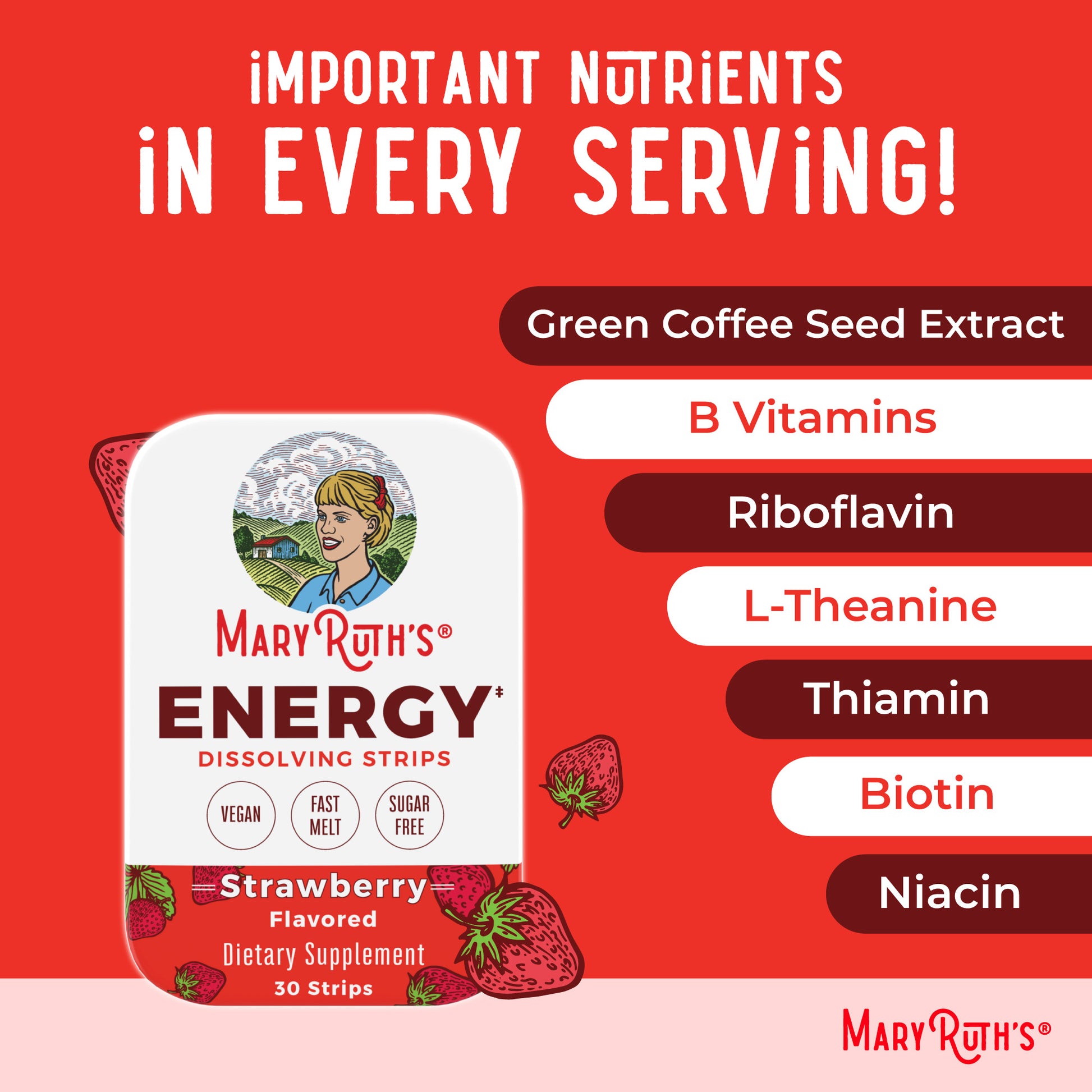Energy Dissolving Strips Strawberry Ingredients