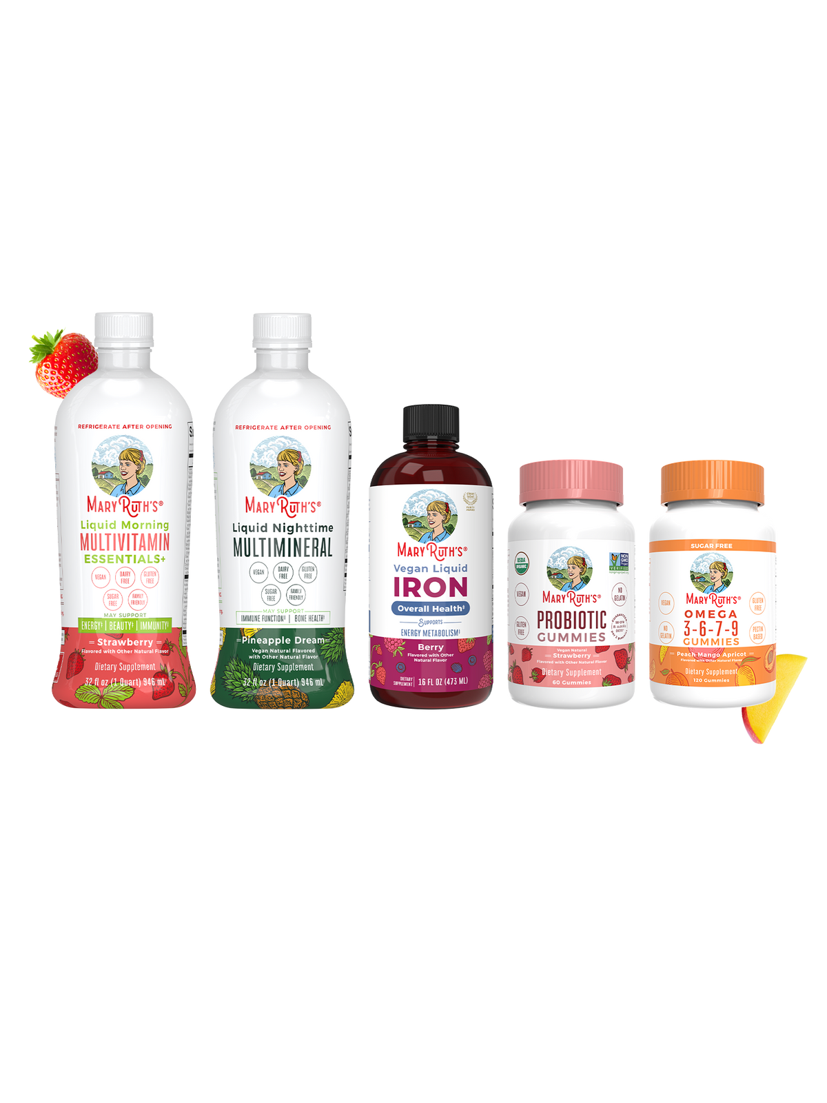 Five Mary Ruth's vitamin bottles