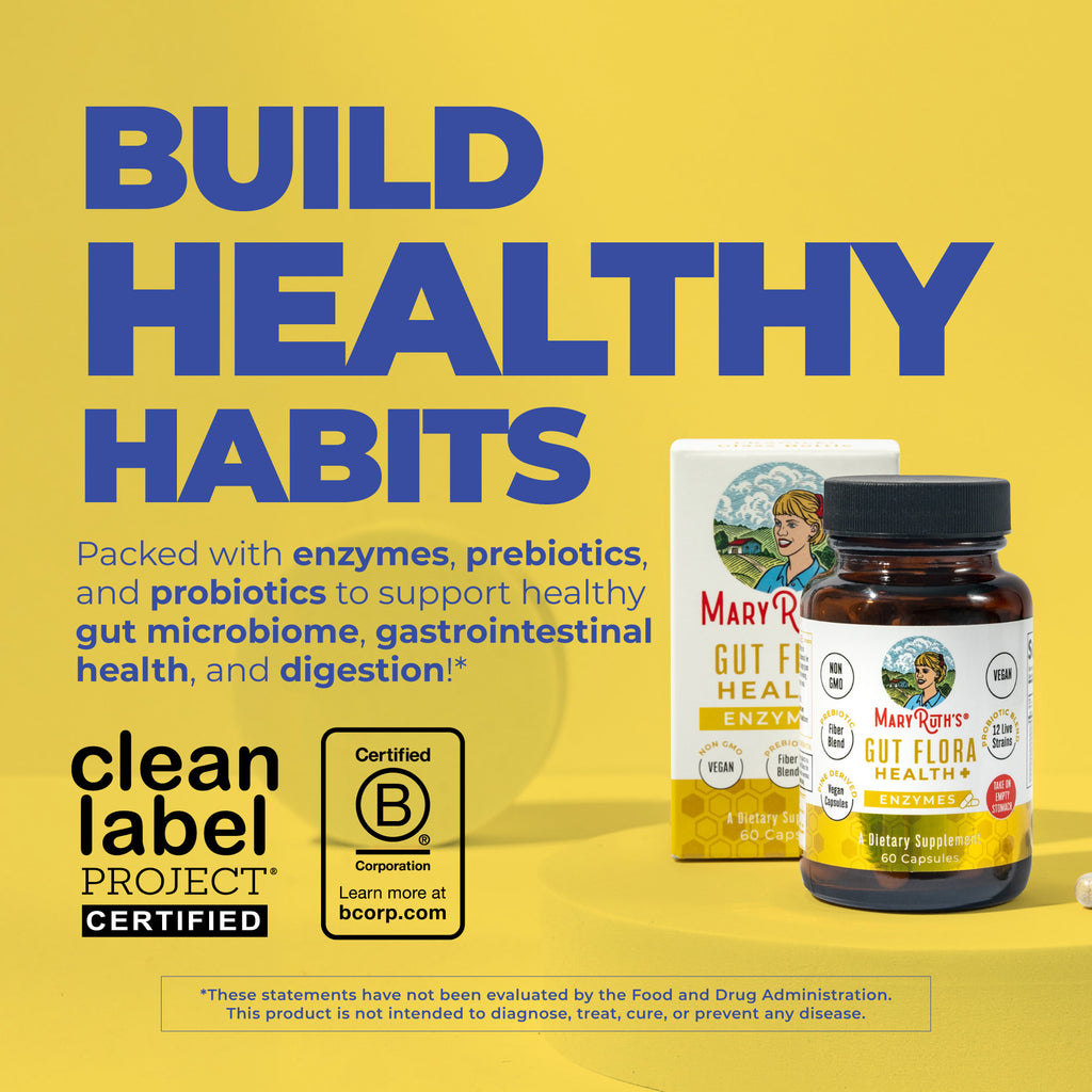 Gut Flora Health+ Enzymes 60 Capsules Unflavored Healthy Habits 