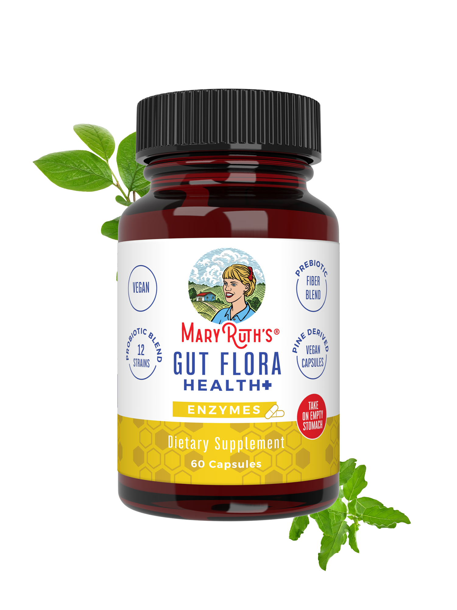 Gut Flora Health+ Enzymes 60 Capsules Unflavored