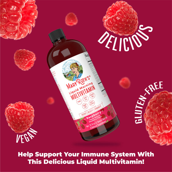 MaryRuth Liquid Morning Multivitamin Raspberry flavor Advertisement