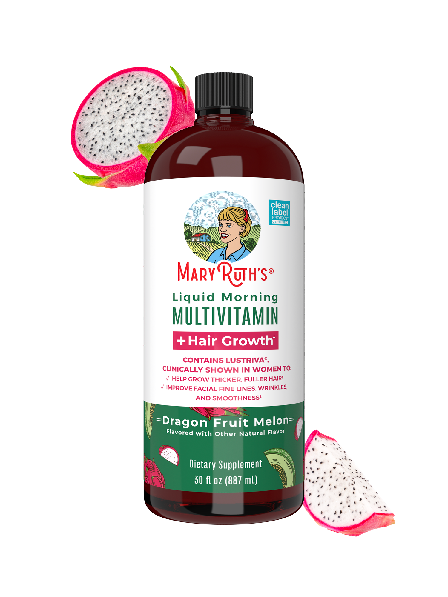Liquid Morning Multivitamin Hair Growth 30oz Dragon Fruit Melon