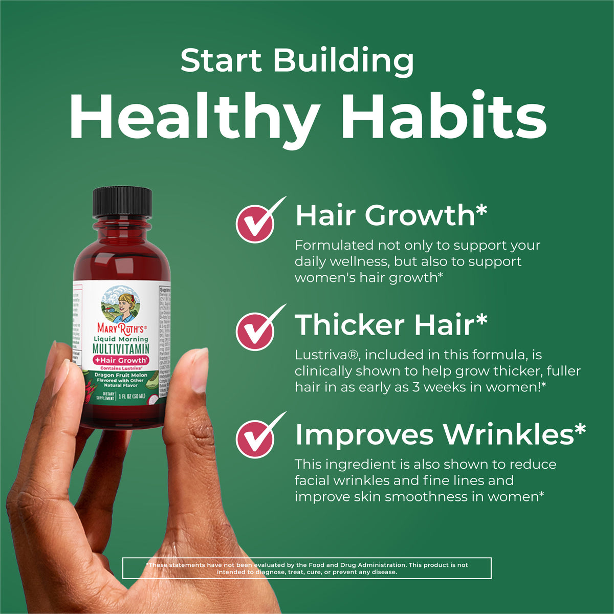 Liquid Morning Multivitamin + Hair Growth Travel Pack Dragon Fruit Melon Healthy Habits