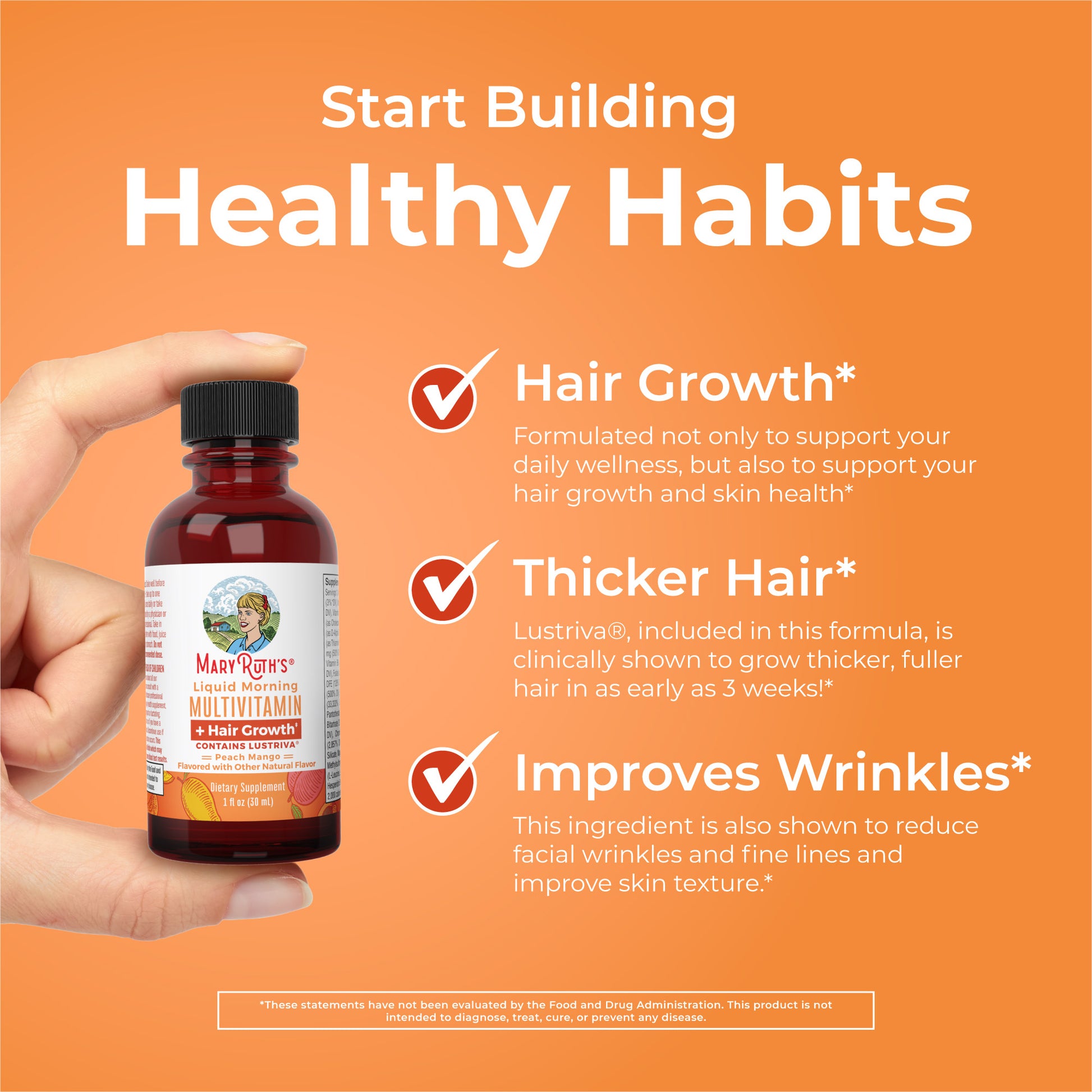 Liquid Morning Multivitamin + Hair Growth Travel Pack Healthy Habits