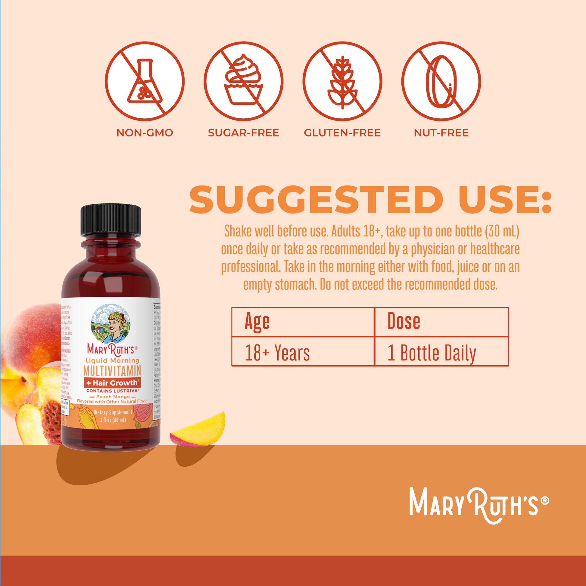 Liquid Morning Multivitamin + Hair Growth Travel Pack Suggested use