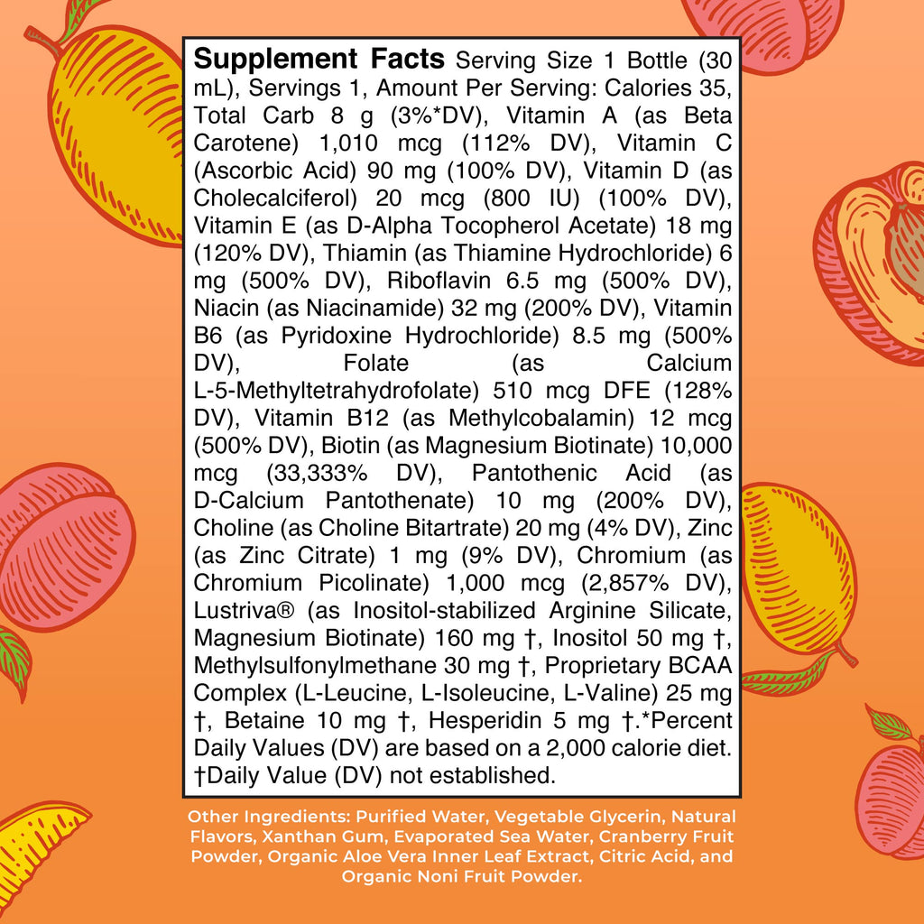 Liquid Morning Multivitamin + Hair Growth Travel Pack Supplement Facts Maryruths