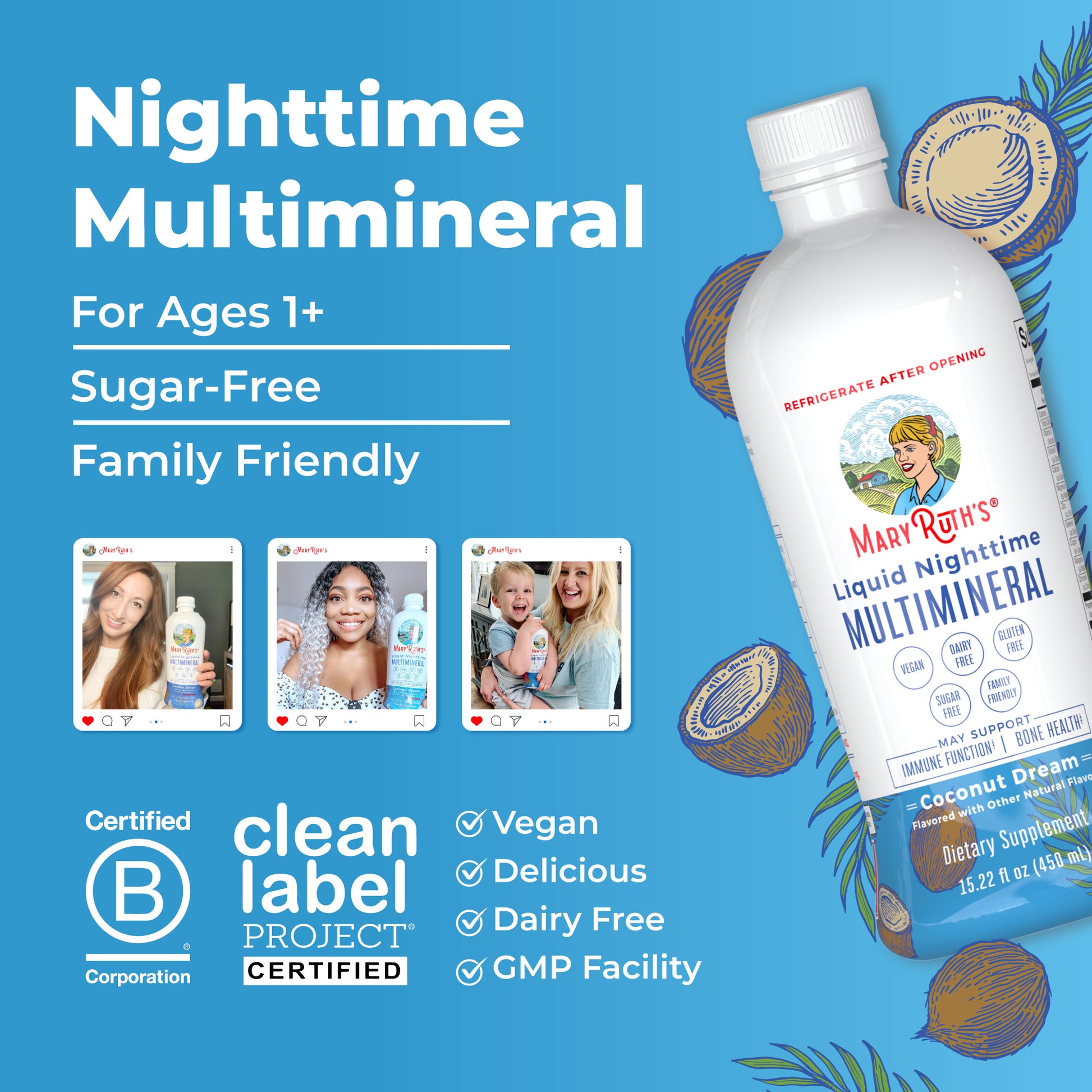 Liquid Nighttime Multimineral 15oz Coconut Great Flavor Better Benefits