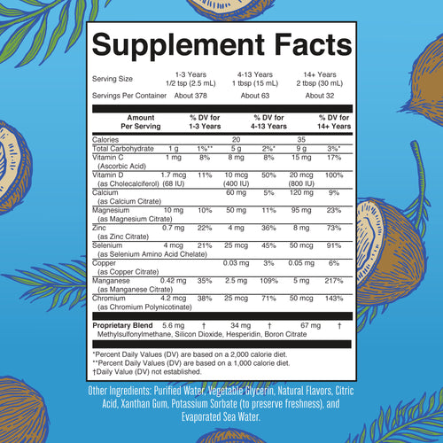 Liquid Nighttime Multimineral Coconut 32oz Supplement Facts