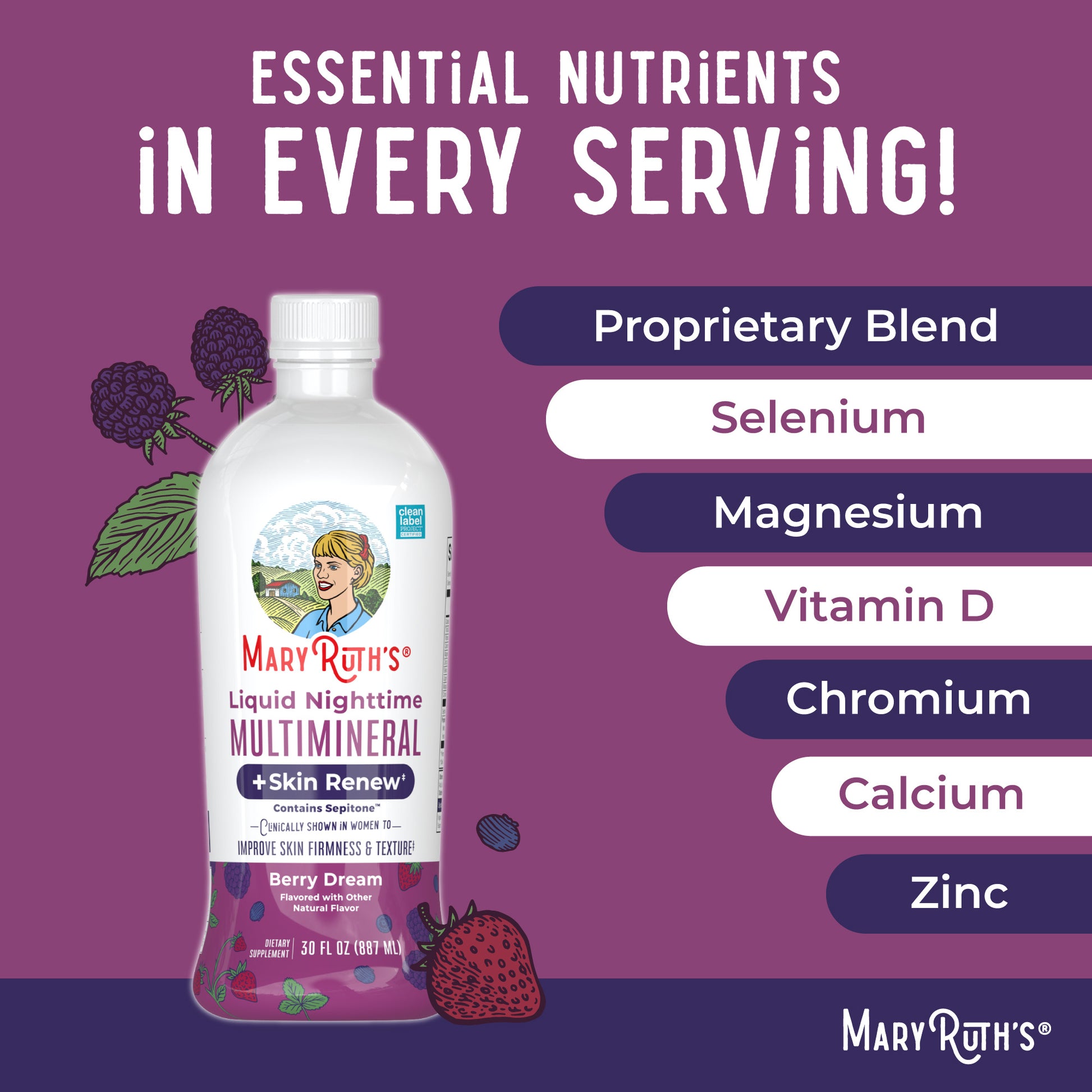 Liquid Nighttime Multimineral Skin Renew Berry Dream 15oz Ingredients