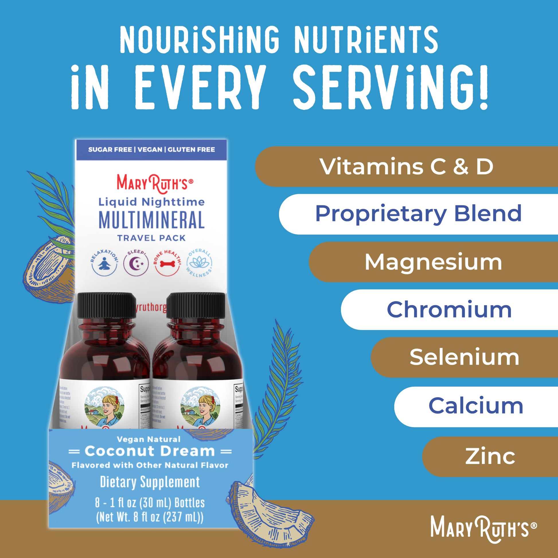 Liquid Nighttime Multimineral Travel Pack Ingredients