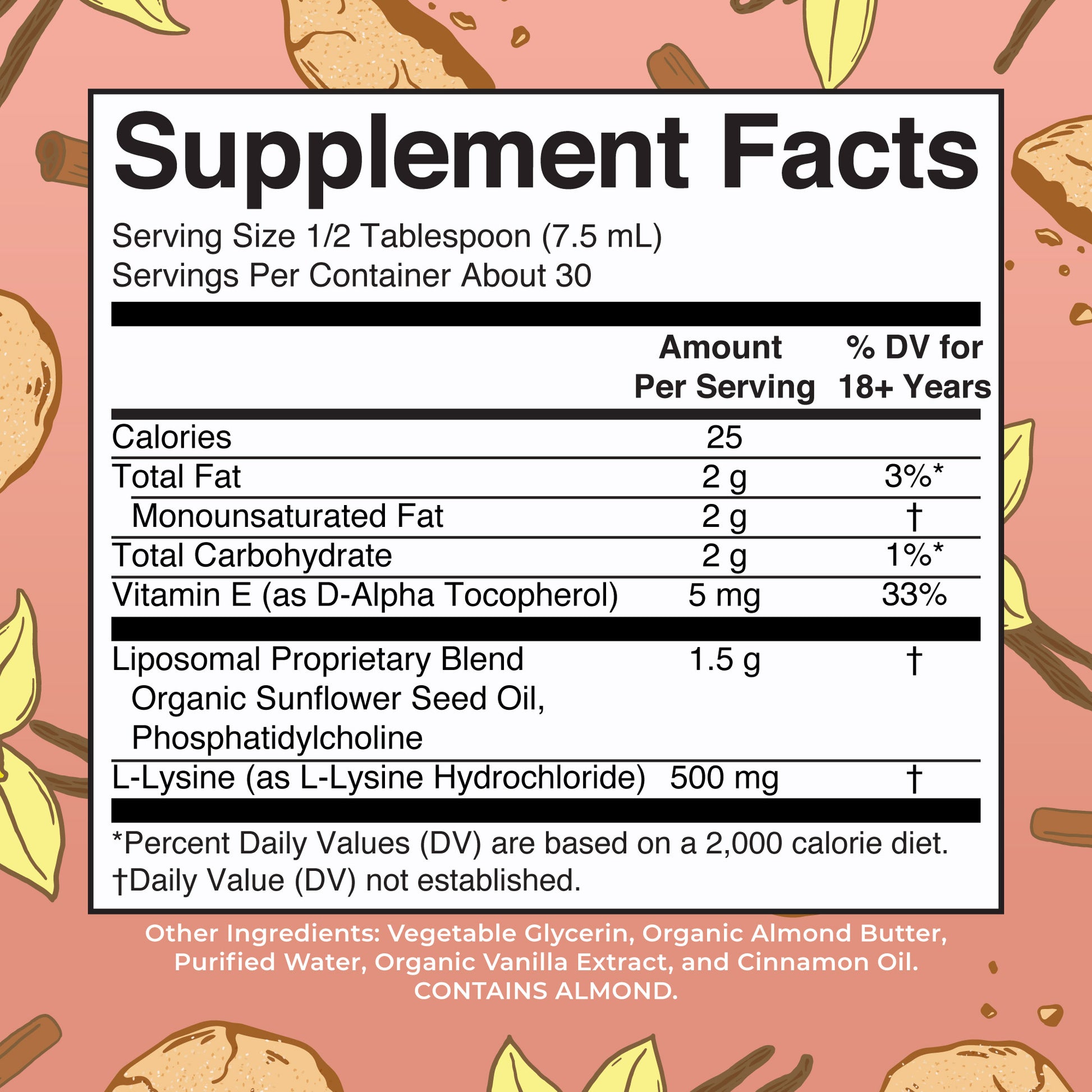 Lysine Liposomal 7oz Snickerdoodle Supplement Facts