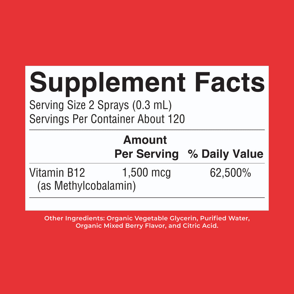 Methyl B12 Organic Spray 1oz Berry Supplement Facts