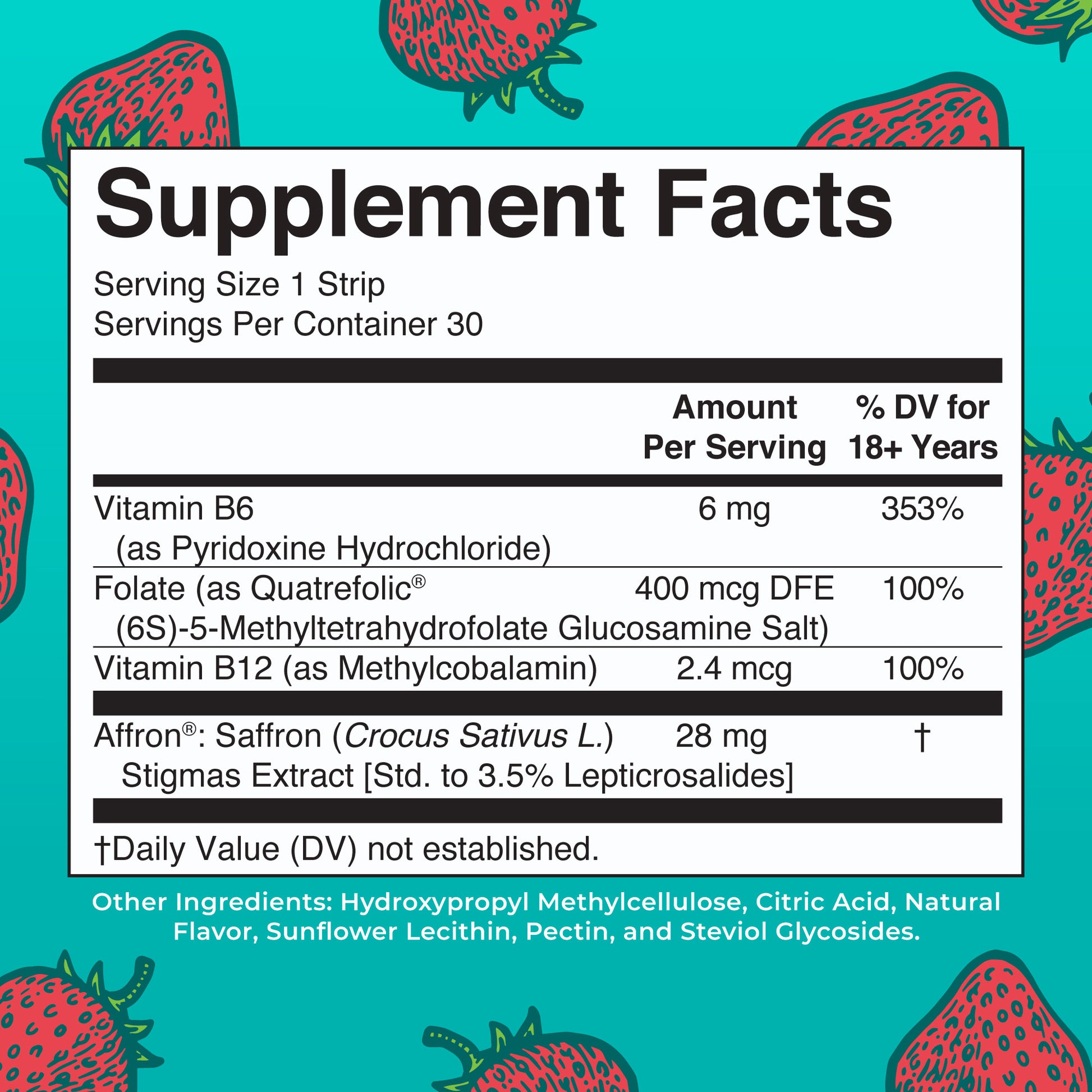 Mood Cognition Dissolving Strips Strawberry Supplement Facts