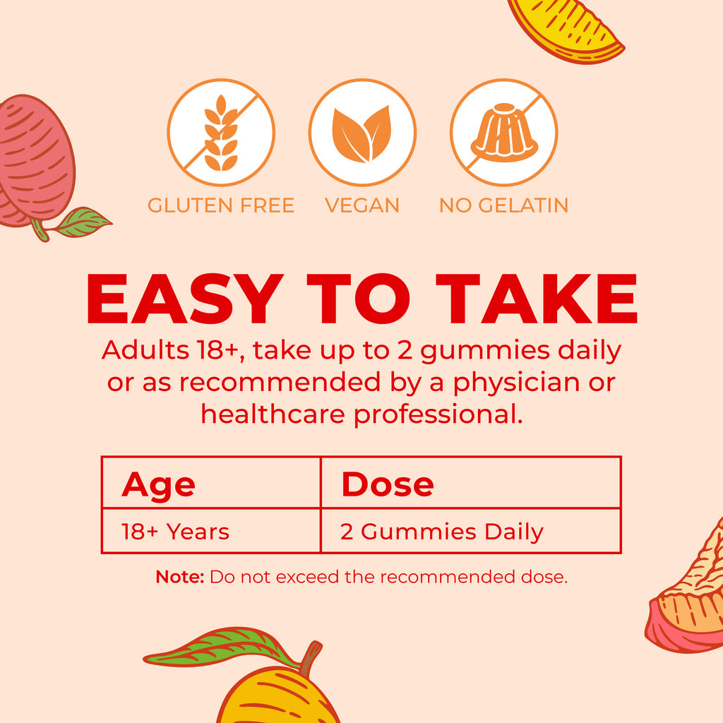 Multivitamin Hair Growth Gummies 60CT Peach Mango Easy To Take