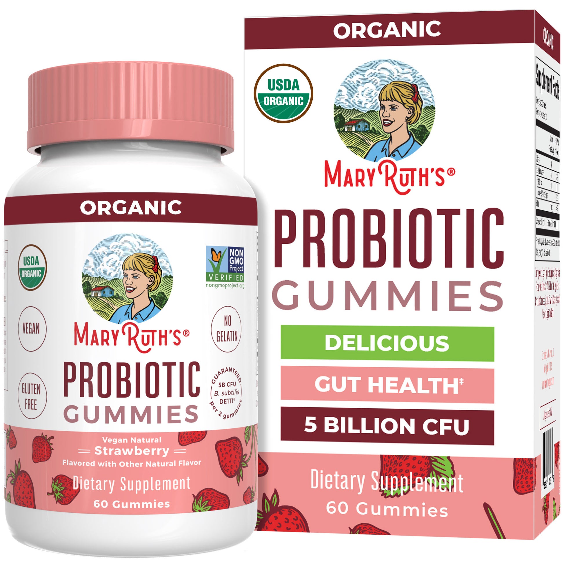 Organic Adult Probiotic Gummies 60CT Strawberry
