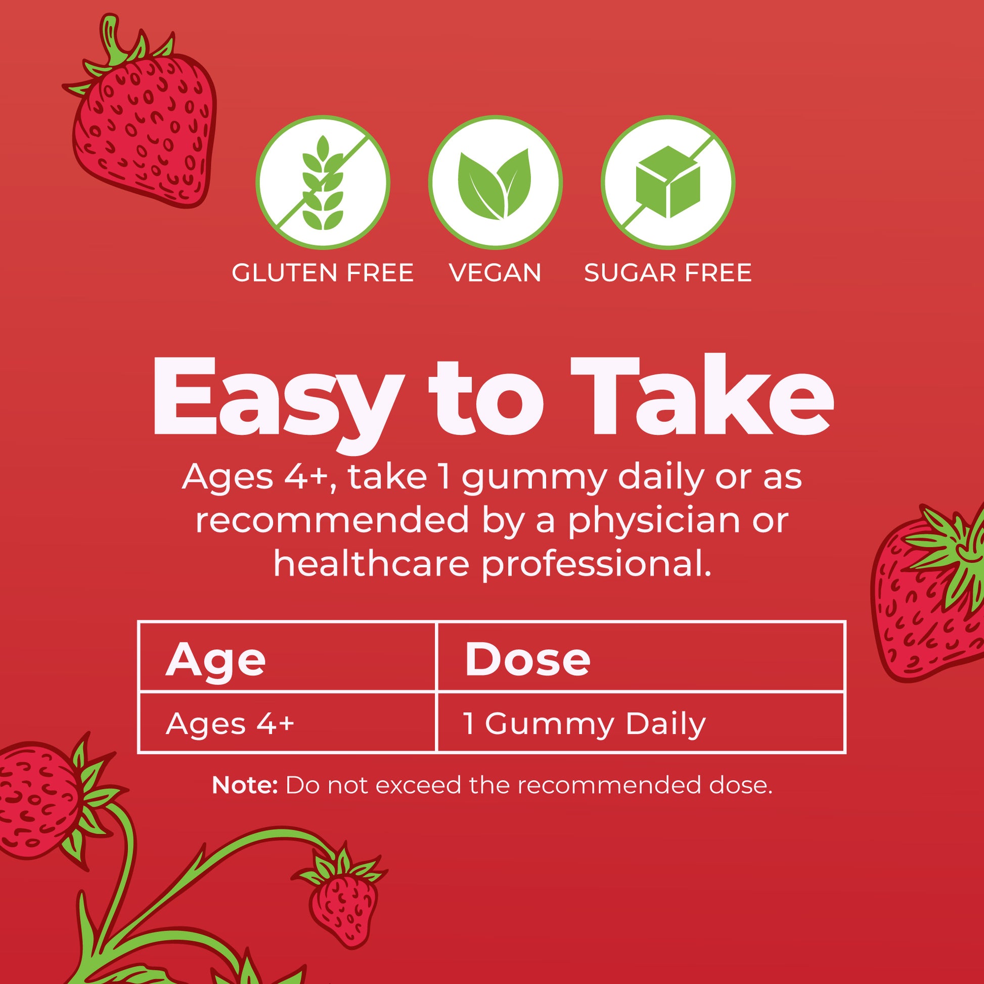 Organic D3 + B12 Gummies 60CT Strawberry Easy To Take