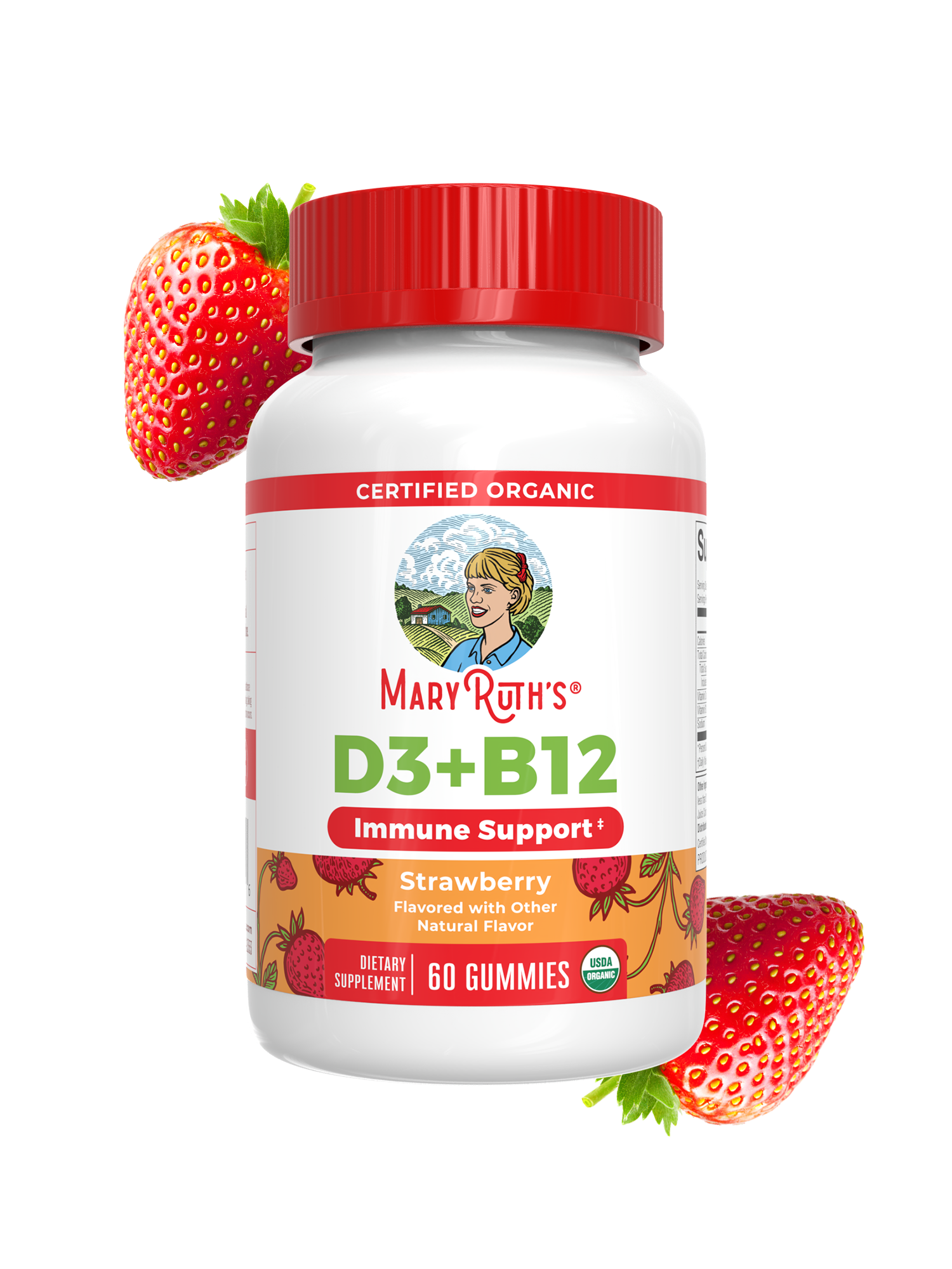 Organic D3 + B12 Gummies 60CT Strawberry