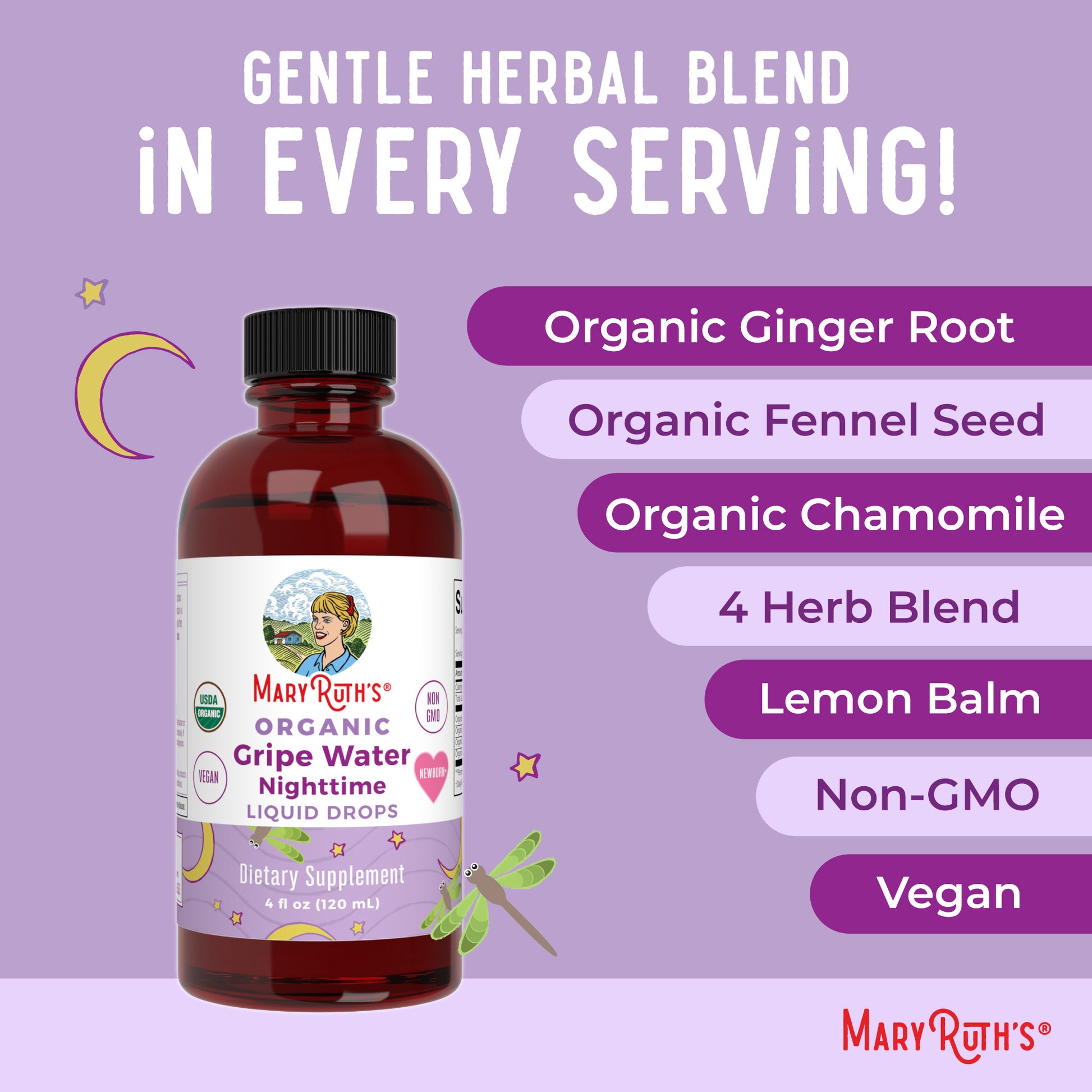 Organic Gripe Water Nighttime Liquid Drops 4oz Ingredients