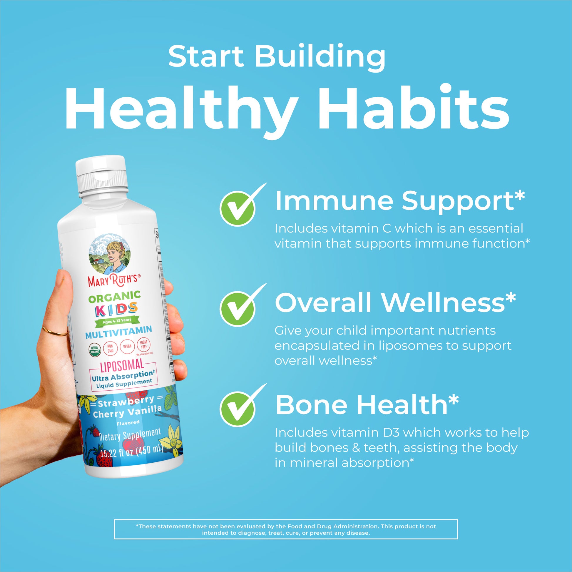 Organic Kids Multivitamin Liposomal 15oz Strawberry Cherry & Vanilla Healthy Habits