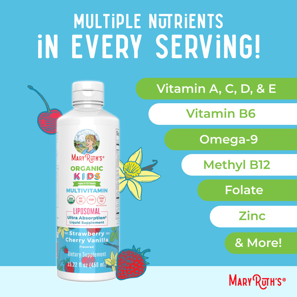 Organic Kids Multivitamin Liposomal 15oz Strawberry Cherry & Vanilla Ingredients