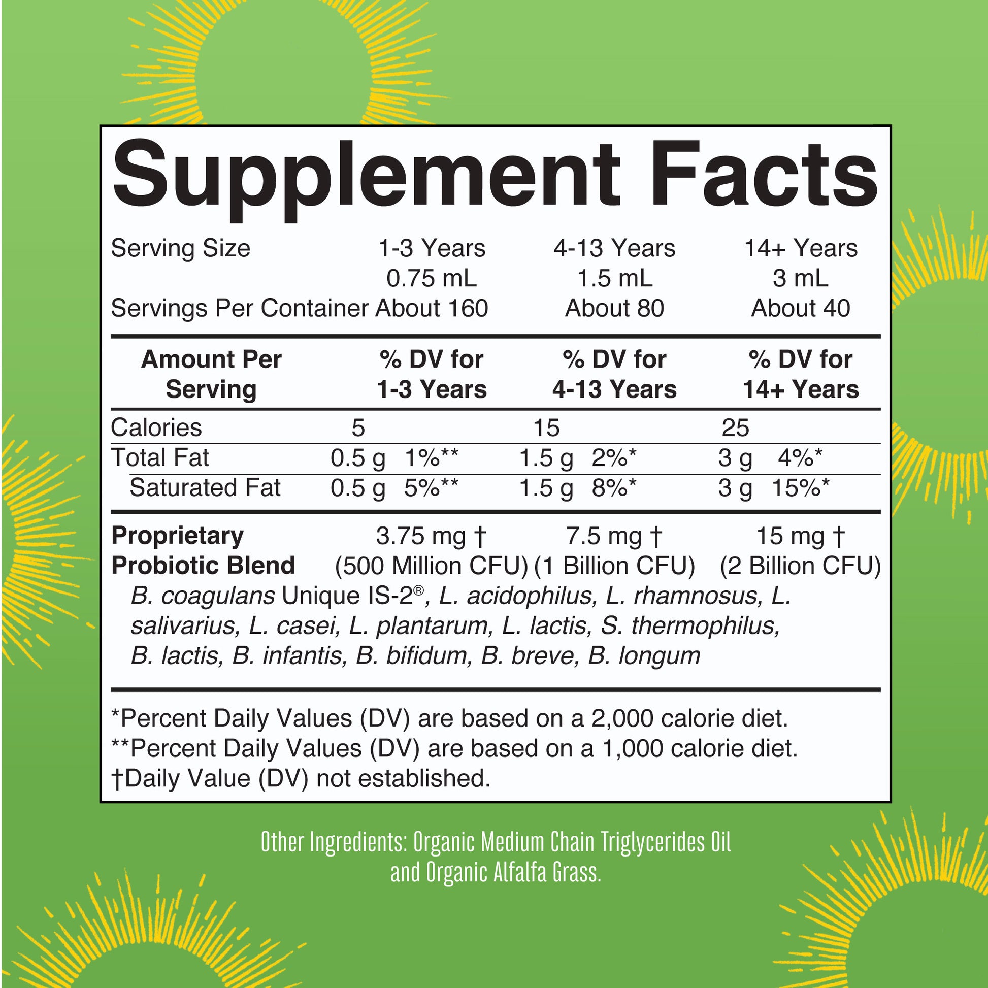 Organic Liquid Probiotic 4oz Supplement Facts