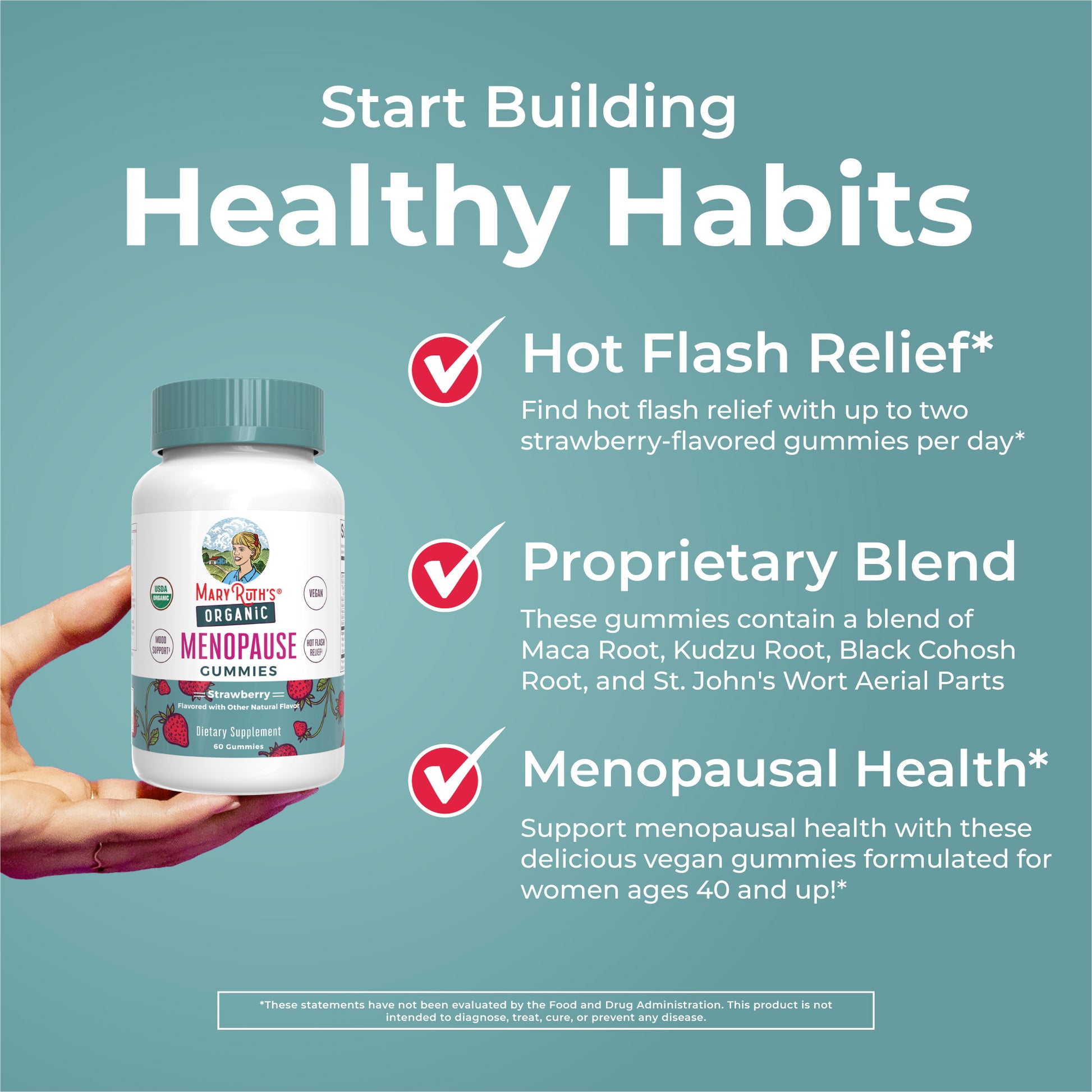 Organic Menopause Gummies 60CT Strawberry Healthy Habits