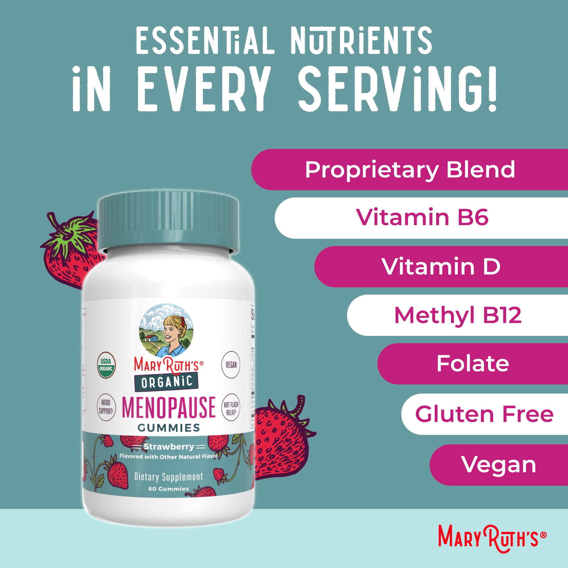 Organic Menopause Gummies 60CT Strawberry Ingredients