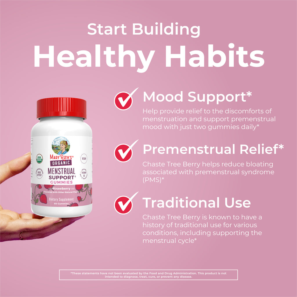 Organic Menstrual Support Gummies 60CT Strawberry Healthy Habits