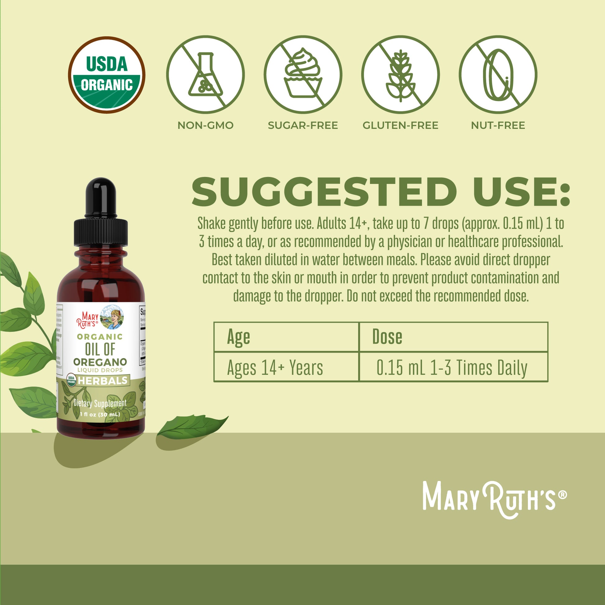 Organic Oil of Oregano Liquid Drops 1oz Suggested Use