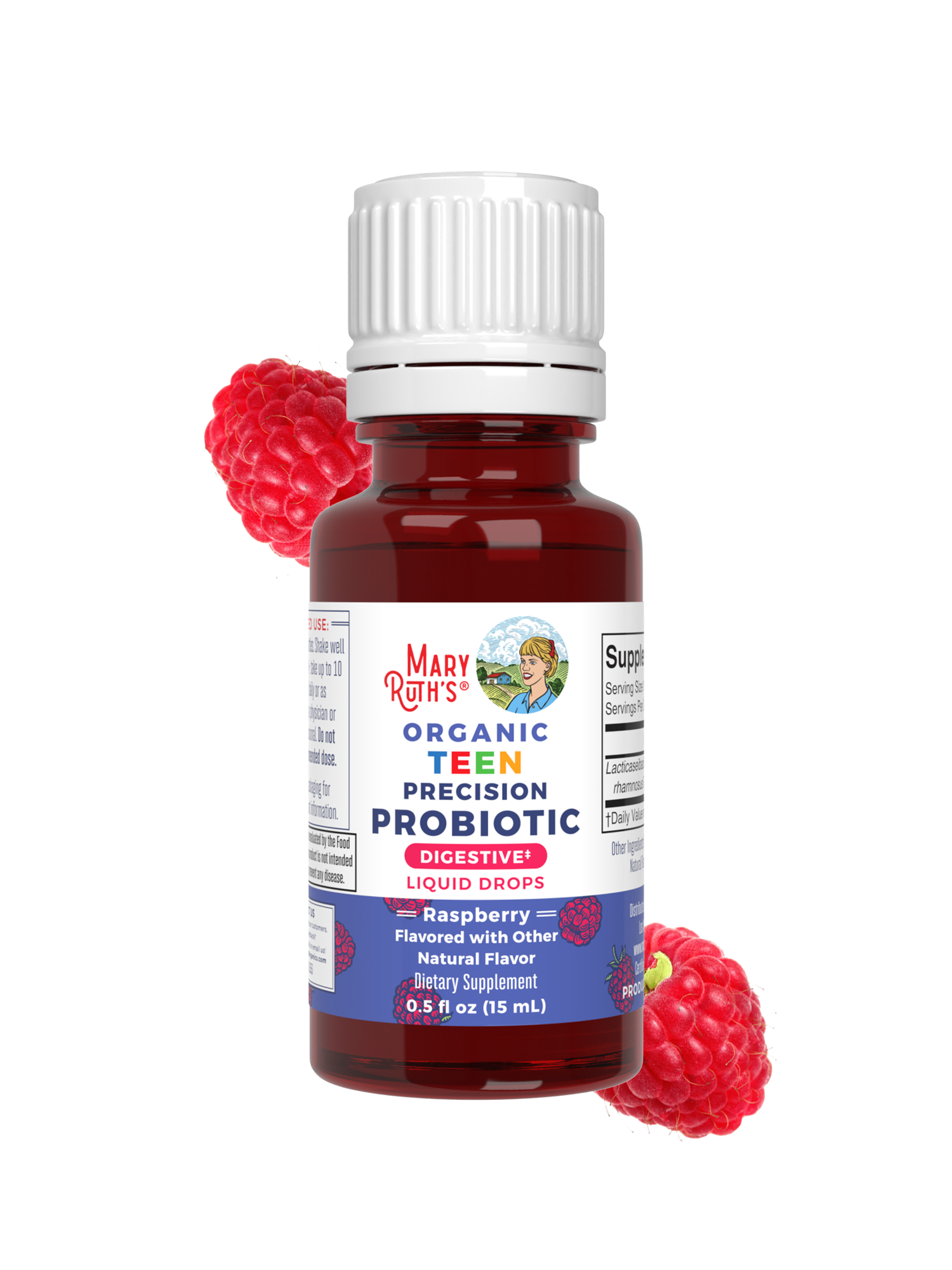Organic Teen Precision Probiotic Digestive Liquid Drops 0.5oz Raspberry